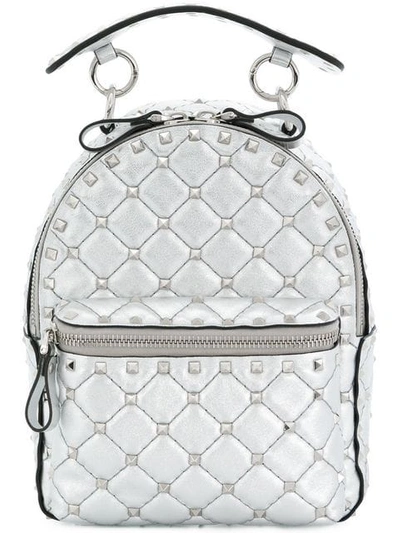 Valentino Rockstud Spike Mini Leather Backpack In Grey