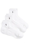Polo Ralph Lauren Men's Socks, Extended Size Classic Athletic Quarter 3 Pack In White