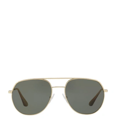 Prada Pr 55us Pale Gold Male Sunglasses In Polar Green