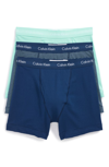 Calvin Klein Men's Cotton Stretch Boxer Briefs 3-pack Nu2666 In Yucca/ Estate Blue