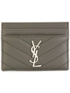 Saint Laurent Monogram Cardholder In Grey