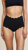 Marysia Santa Monica High-waist Scalloped Swim Bikini Bottom In Black