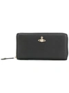 Vivienne Westwood Logo Plaque Zip Around Wallet In Black
