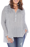 Slink Jeans Stripe Babydoll High/low Top In Black