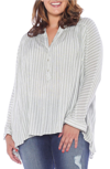 Slink Jeans Stripe Babydoll High/low Top In Olive