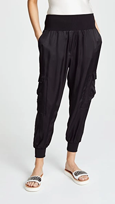 Cinq À Sept Tous Les Jours Giles Satin Jogger Pants In Black