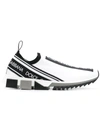 Dolce & Gabbana Men's Sorrento Logo-stripe Sock Sneakers In White
