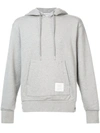 Thom Browne Stripe-detail Cotton Jersey Hoodie In Grey