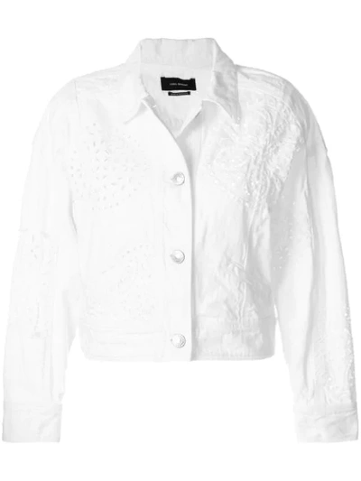 Isabel Marant White Denim Embroidered Rena Jacket In White