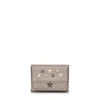 JIMMY CHOO NEMO Light Khaki Pearlized Grainy Leather Small Wallet with MultiMetal Stars,NEMORIZ