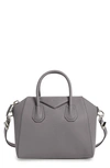 Givenchy Small Antigona Leather Satchel In Heather Grey