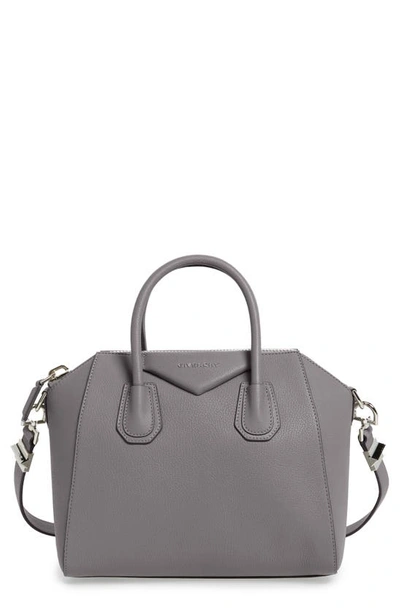 Givenchy Small Antigona Leather Satchel In Heather Grey