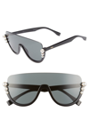 FENDI 57MM POLARIZED RIMLESS SHIELD SUNGLASSES - BLACK,FF0296S