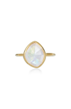 Monica Vinader Siren Small Nugget Stacking Ring In Yellow Gold/ Moonstone