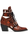 CHLOÉ BROWN RYLEE 60 BOOT IN PYTHON PRINT CALFSKIN,CHC18U0060412712554