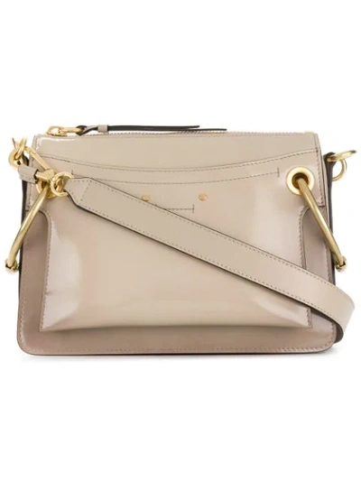 Chloé Small Roy Patent Leather Shoulder Bag In Grey