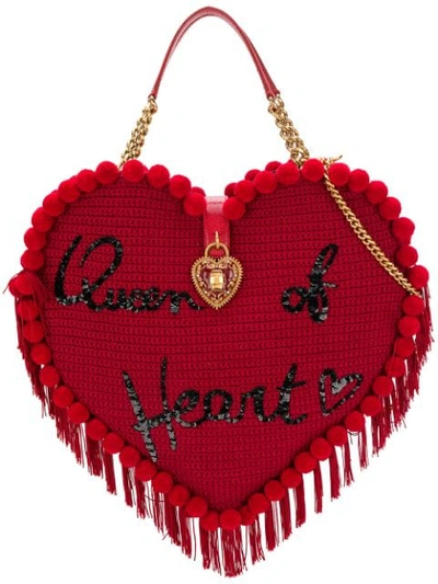 Dolce & Gabbana Heart-shaped Bag With Hand Embroidery In Red