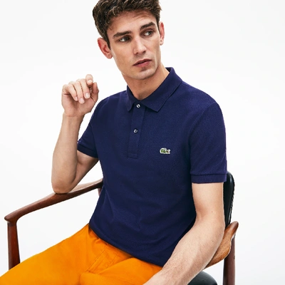 Lacoste Mens Navy Logo-embroidered Cotton-piqué Polo Shirt M In Blue