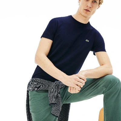 Lacoste Mens Classic Logo-embroidered Cotton-jersey T-shirt Navy In Navy Blue