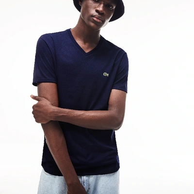 Lacoste Regular Fit V-neck T-shirt In Navy Blue