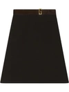 Gucci Linen Canvas Belted Long Skirt In Black
