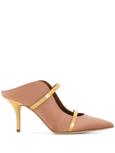 Malone Souliers Maureen 85 Leather Mules In Nude & Neutrals