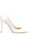 Jimmy Choo Womens Ivory Romy 100 Satin Courts 8 In White