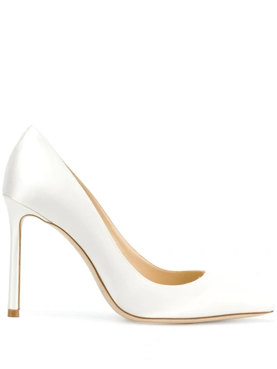 Jimmy Choo Womens Ivory Romy 100 Satin Courts 8