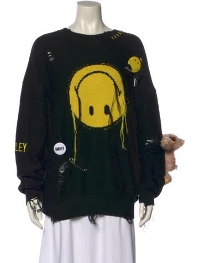 Pre-owned 13de Marzo Graphic Print Crew Neck Sweater In Black