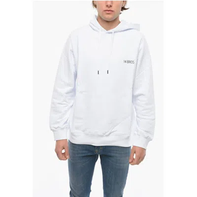 14 Bros Contrasting Maxi Printed Back Hoodie