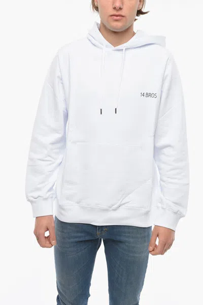 14 Bros Contrasting Maxi Printed Back Hoodie In Multi