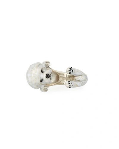 Dog Fever Maltese Enameled Dog Hug Ring