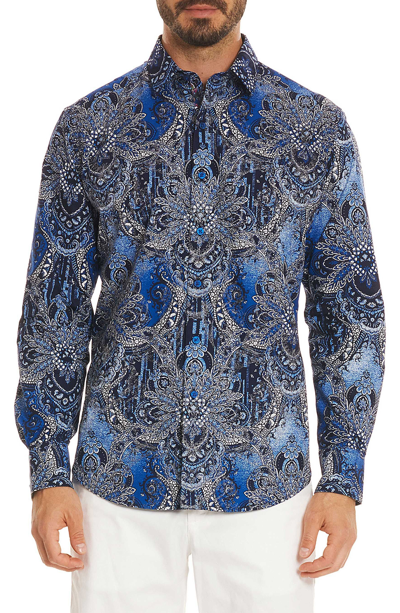 Robert Graham Men's Rivero Classic Fit Graphic-print Sport Shirt In Blue