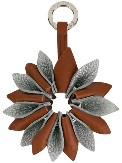 Orciani Flower Key Ring In Brown