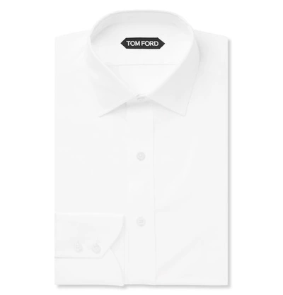 Tom Ford White Slim-fit Pinned-collar Double-cuff Cotton-poplin Shirt