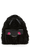 FENDI 'MINI MONSTER' GENUINE SHEARLING & GENUINE MINK FUR BACKPACK - BLACK,8BZ038-84B