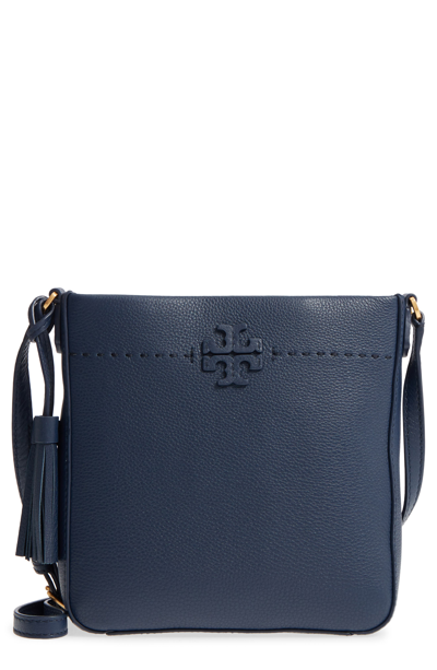 Tory Burch Mcgraw Leather Crossbody Tote - Blue In Royal Navy