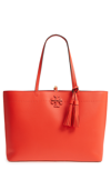 TORY BURCH MCGRAW LEATHER TOTE - RED,42200
