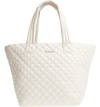 Mz Wallace Medium Metro Tote - White In Chalk Metallic