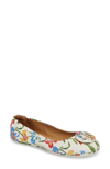 Tory Burch Women's Minnie Floral Print Leather Travel Ballet Flats In Painted Iris