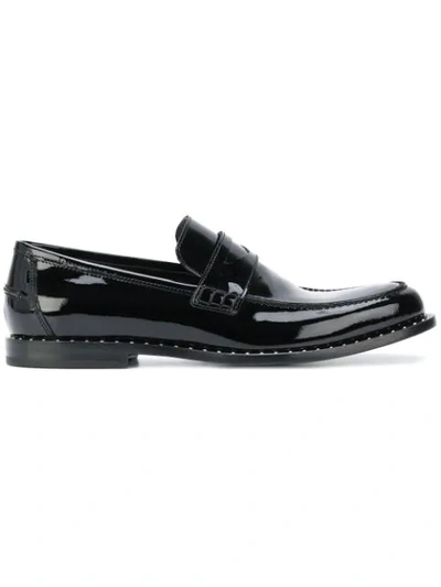 Jimmy Choo Darblay Black Patent Penny Loafers With Steel Studs Detail