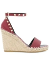 Valentino Garavino Rockstud Wedge Sandals - Red In Red