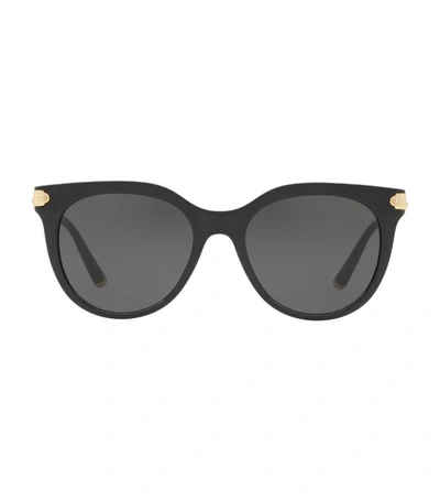 Dolce & Gabbana 52mm Cat Eye Sunglasses - Black/ Gold/ Black Solid In Dark Grey