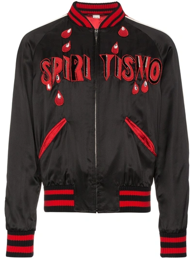 Gucci Spiritismo Silk Bomber Jacket In Black
