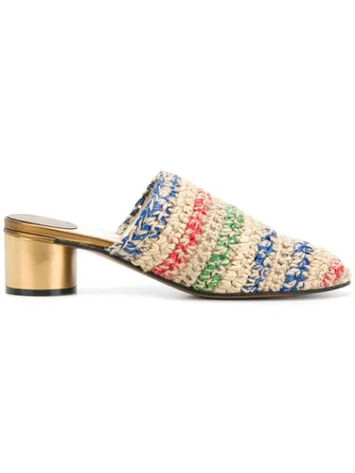 Ferragamo Striped Sandals In Multicolour