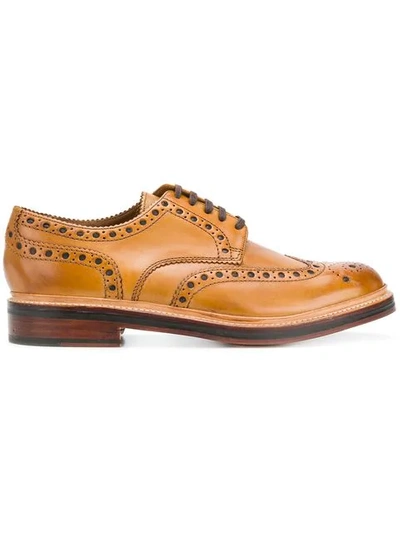 Grenson Archie Leather Derby Brogues In Brown