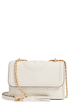 TORY BURCH SMALL FLEMING LEATHER CONVERTIBLE SHOULDER BAG - WHITE,43834
