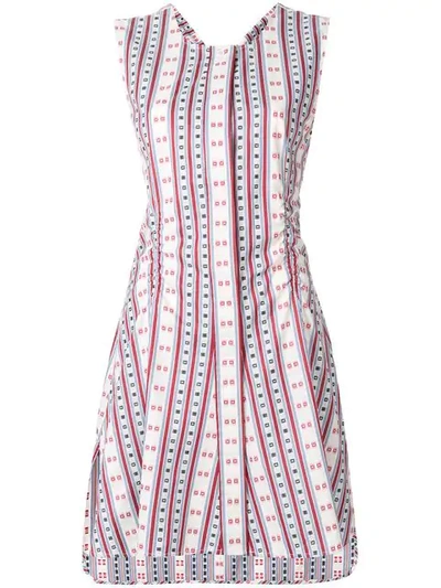 Carven Stripes & Squares Jacquard Flared Dress In Multi