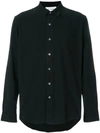 Our Legacy Classic Black Silk Shirt With Contrasting Button Closure In Black