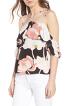 CUPCAKES AND CASHMERE BIXBY WATER LILIES COLD SHOULDER TOP,CI204919